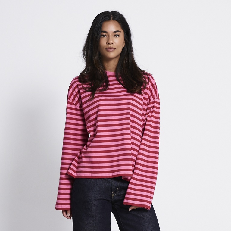 Striped longsleeve-tee "Ammie" Pink